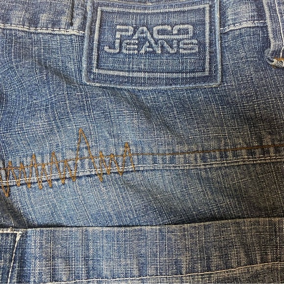 Vintage Y2K  Paco‎ Elite Jeans Patchwork Stitching Baggy Fit Wide Leg 36x31 - Picture 9 of 16